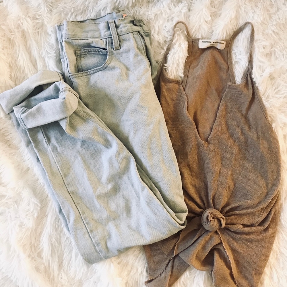 Urban outfitters tank top, Guess mom jeans